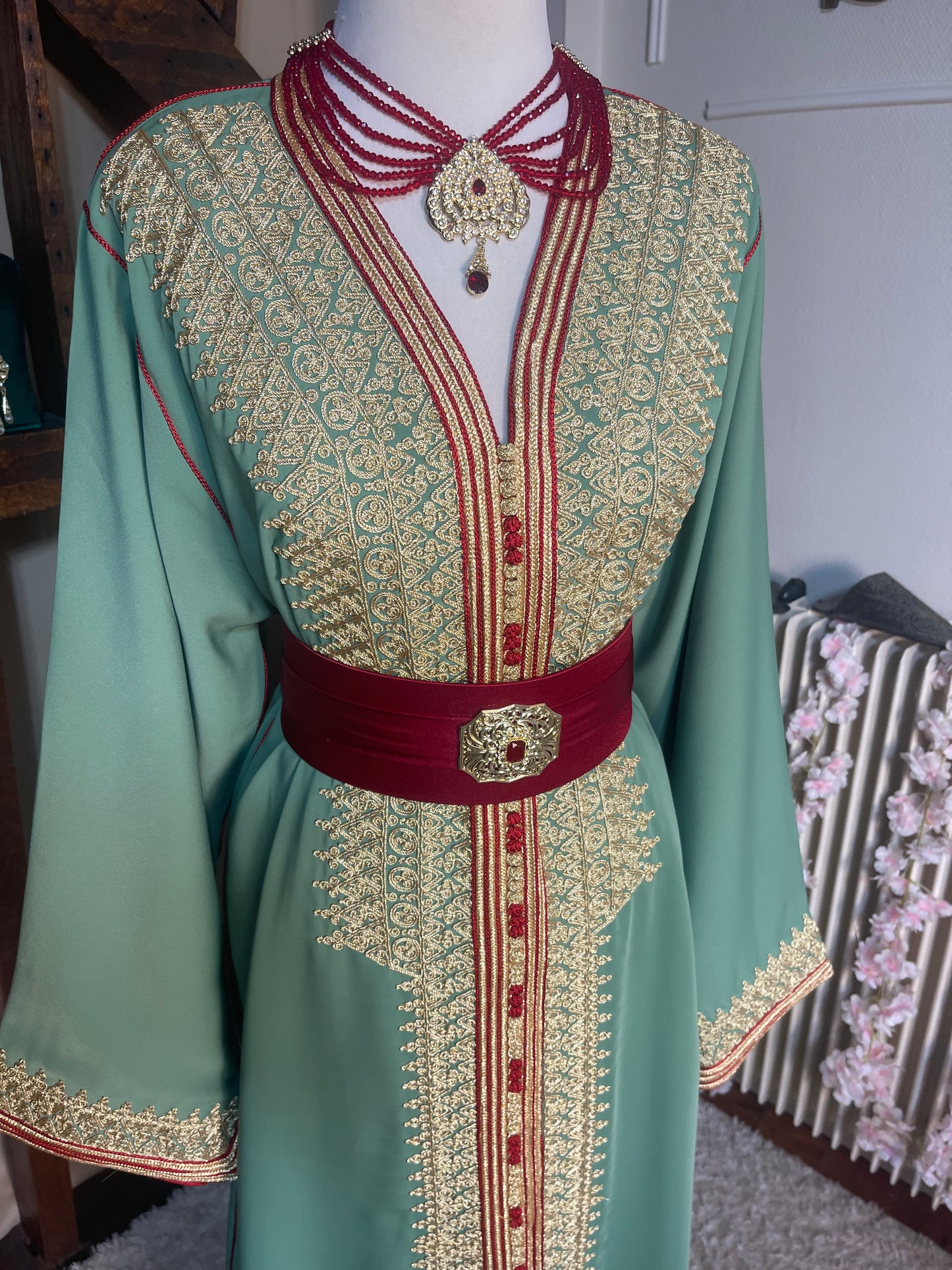 Caftan Fassi Vert Rouge