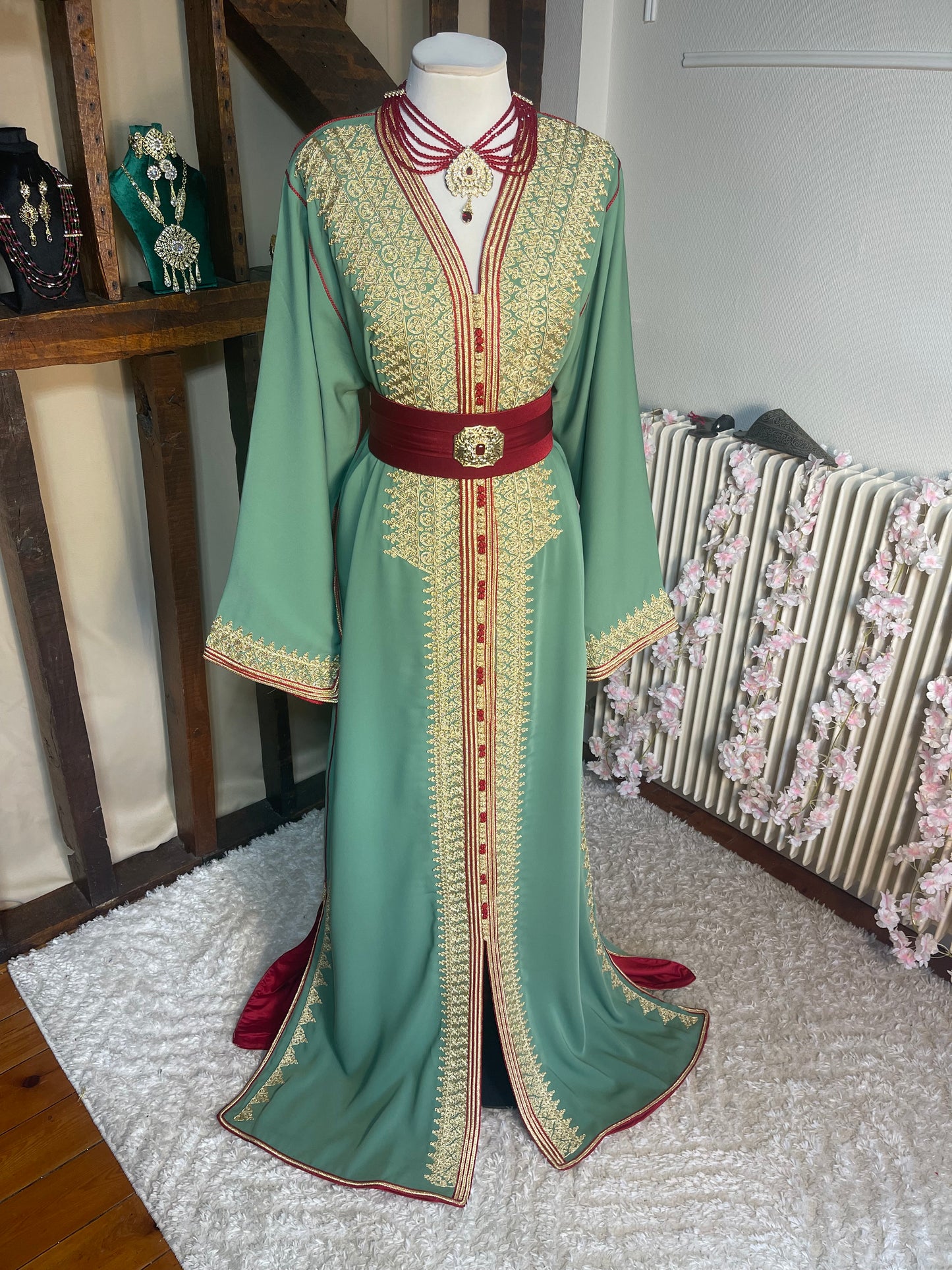 Caftan Fassi Vert Rouge