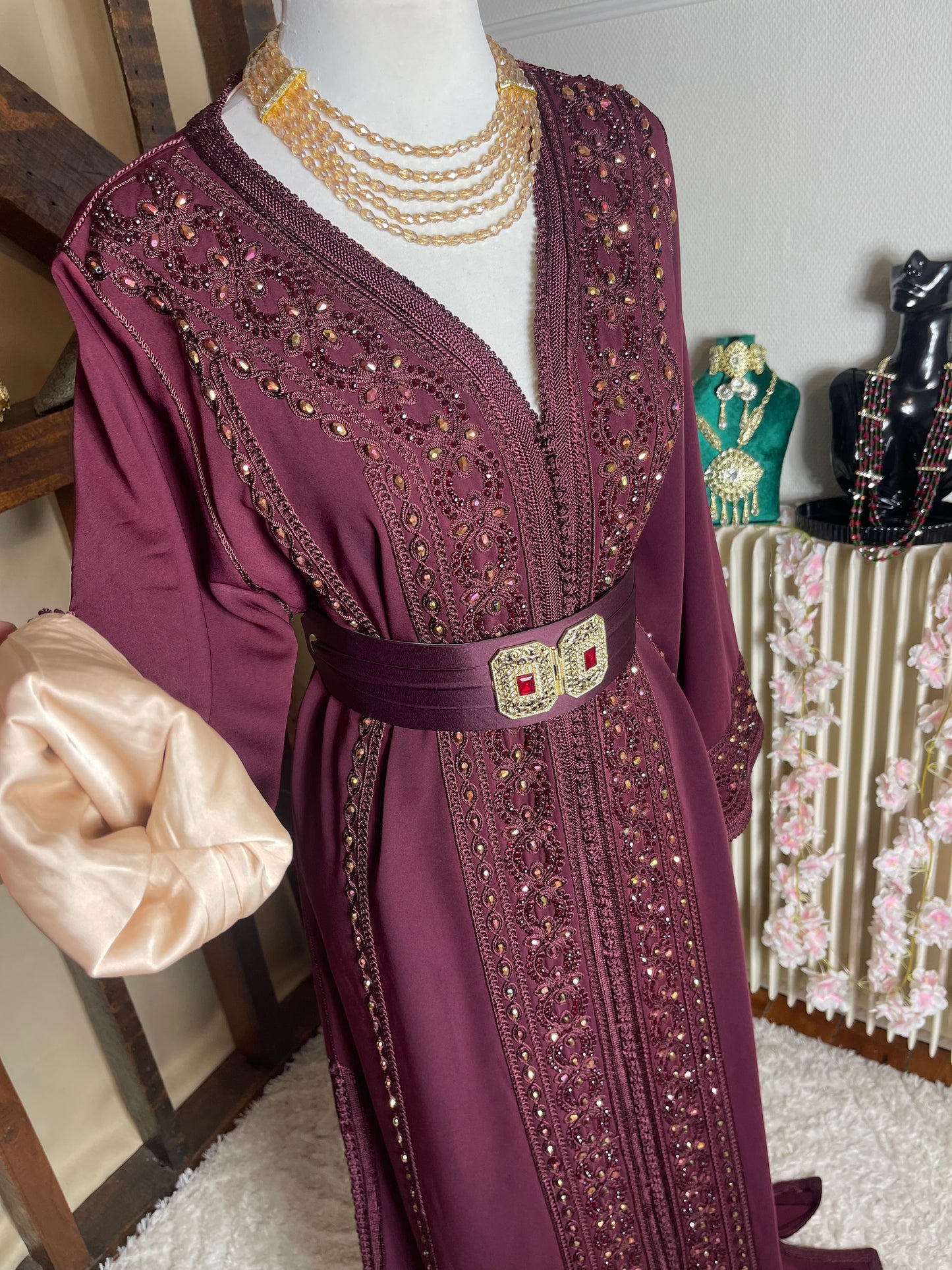 Caftan Mounassaba Bordeaux