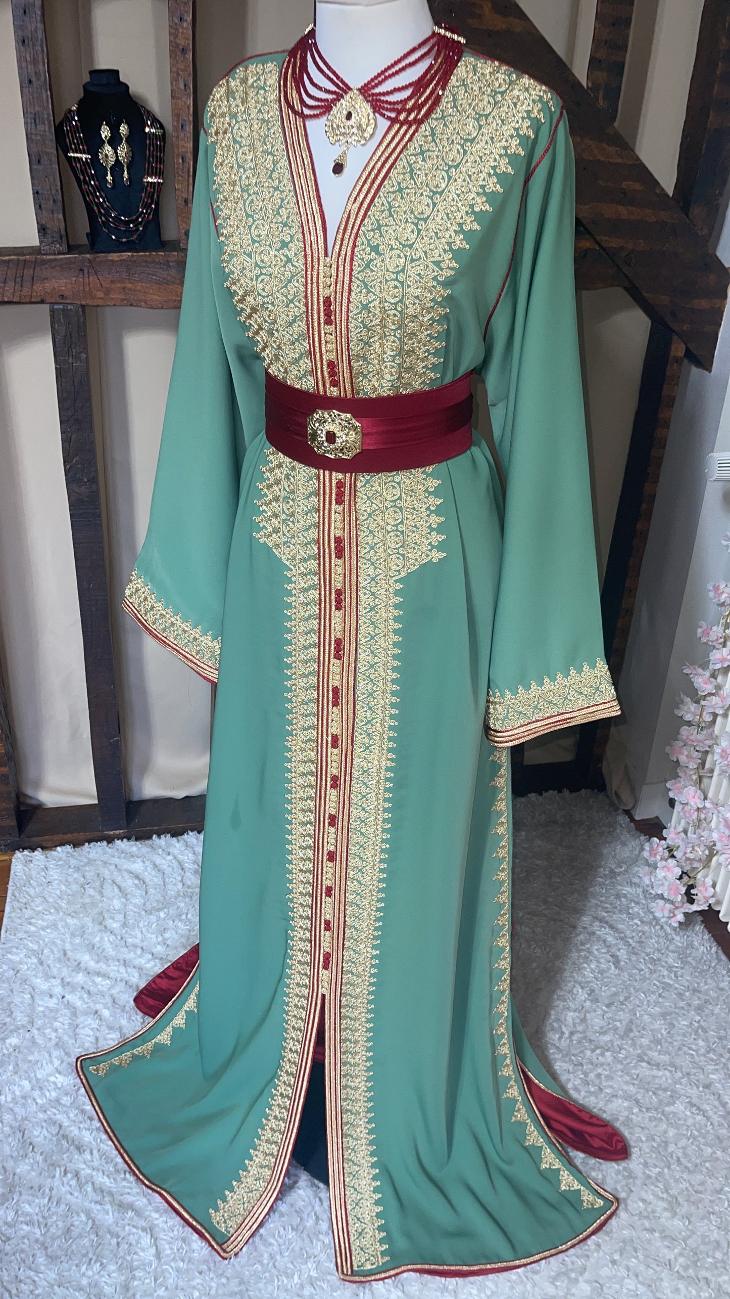 Caftan Fassi Vert Rouge