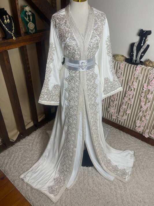 Drap de soie blanc/argenté