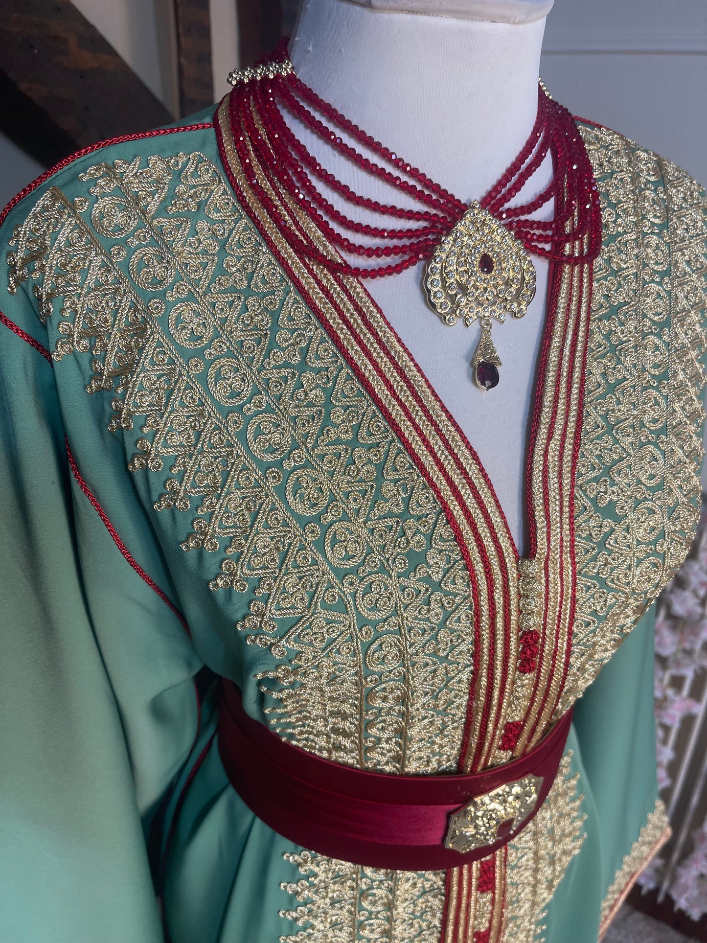 Caftan Fassi Vert Rouge