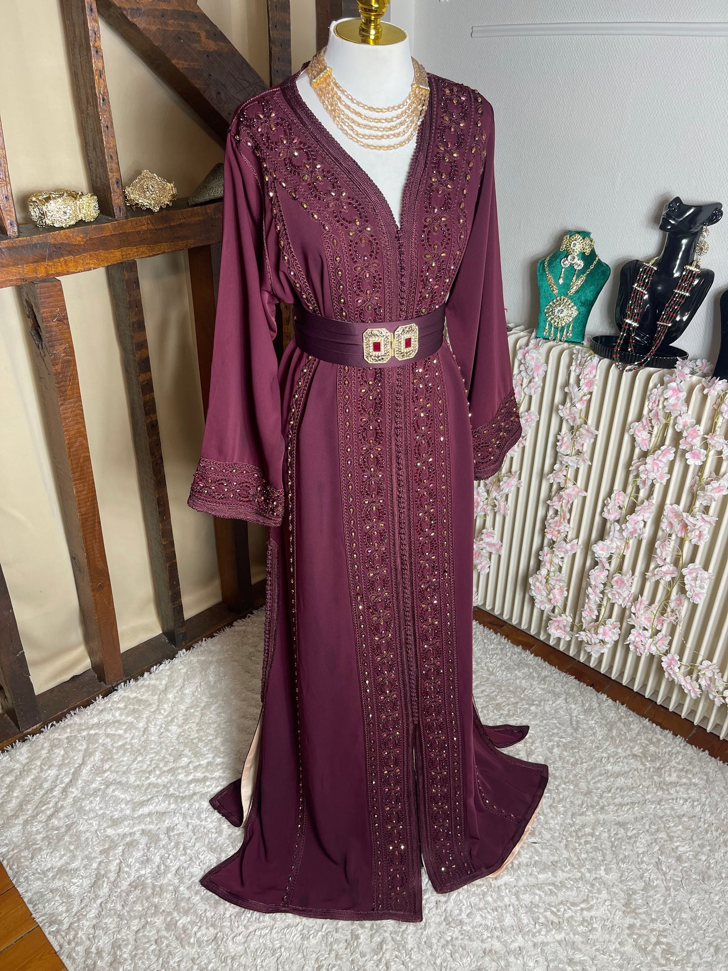 Caftan Mounassaba Bordeaux
